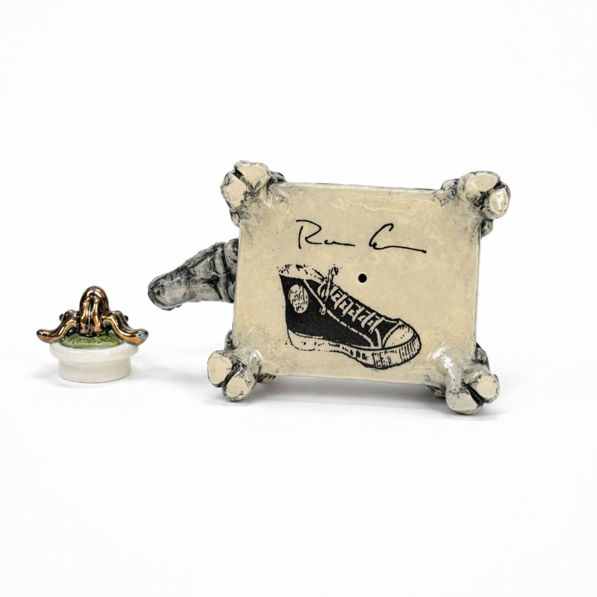 Rhino with Lidded Container & Plinth