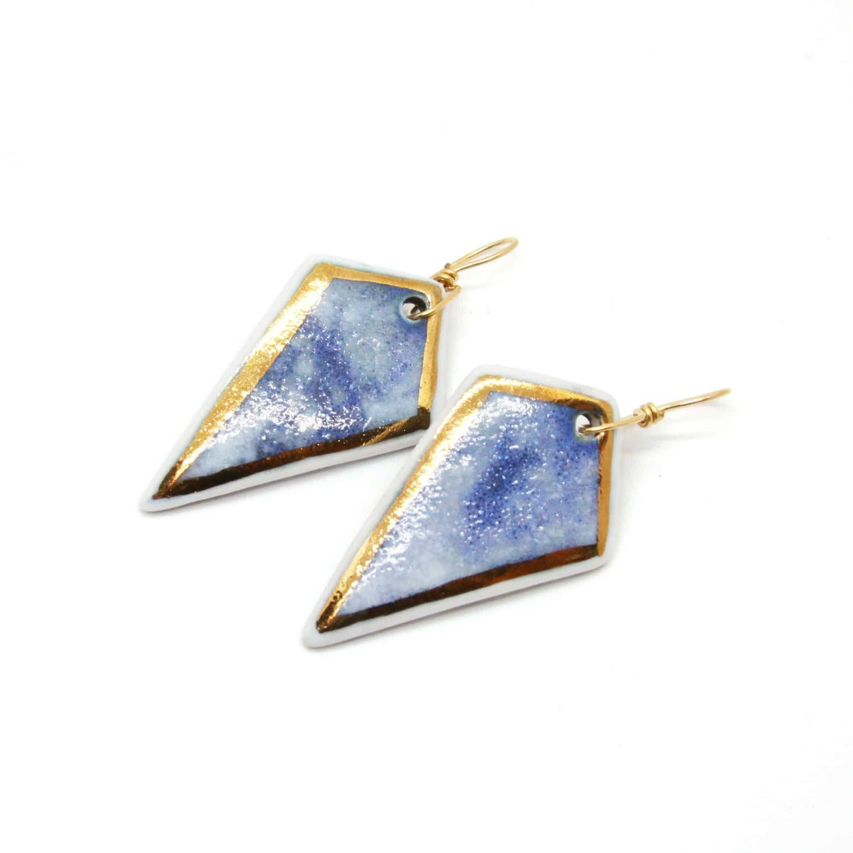 Porcelain Dangle Earring with Gold Luster (blue)