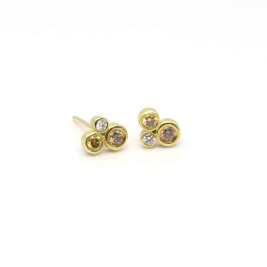 18k Gold Diamond Cluster Earrings