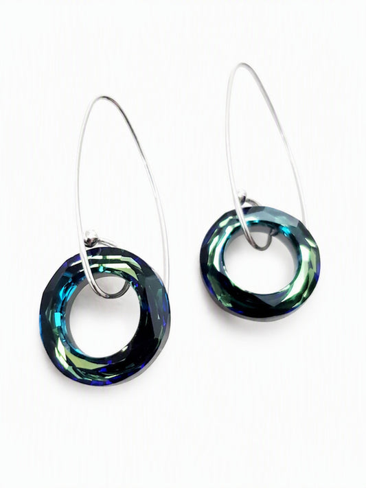 Marquis Halo Bermuda Blue Earring