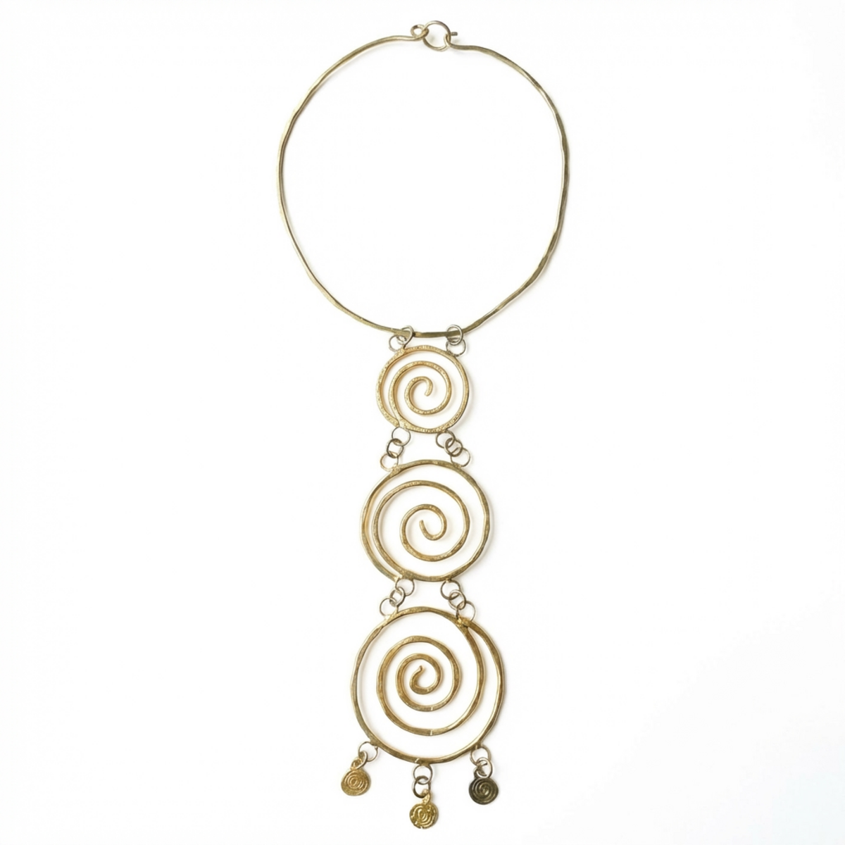 Vintage Gold Plated Spiral Necklace Costume Jewelry