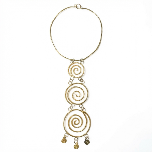 Vintage Gold Plated Spiral Necklace Costume Jewelry