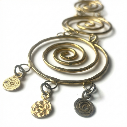 Vintage Gold Plated Spiral Necklace Costume Jewelry