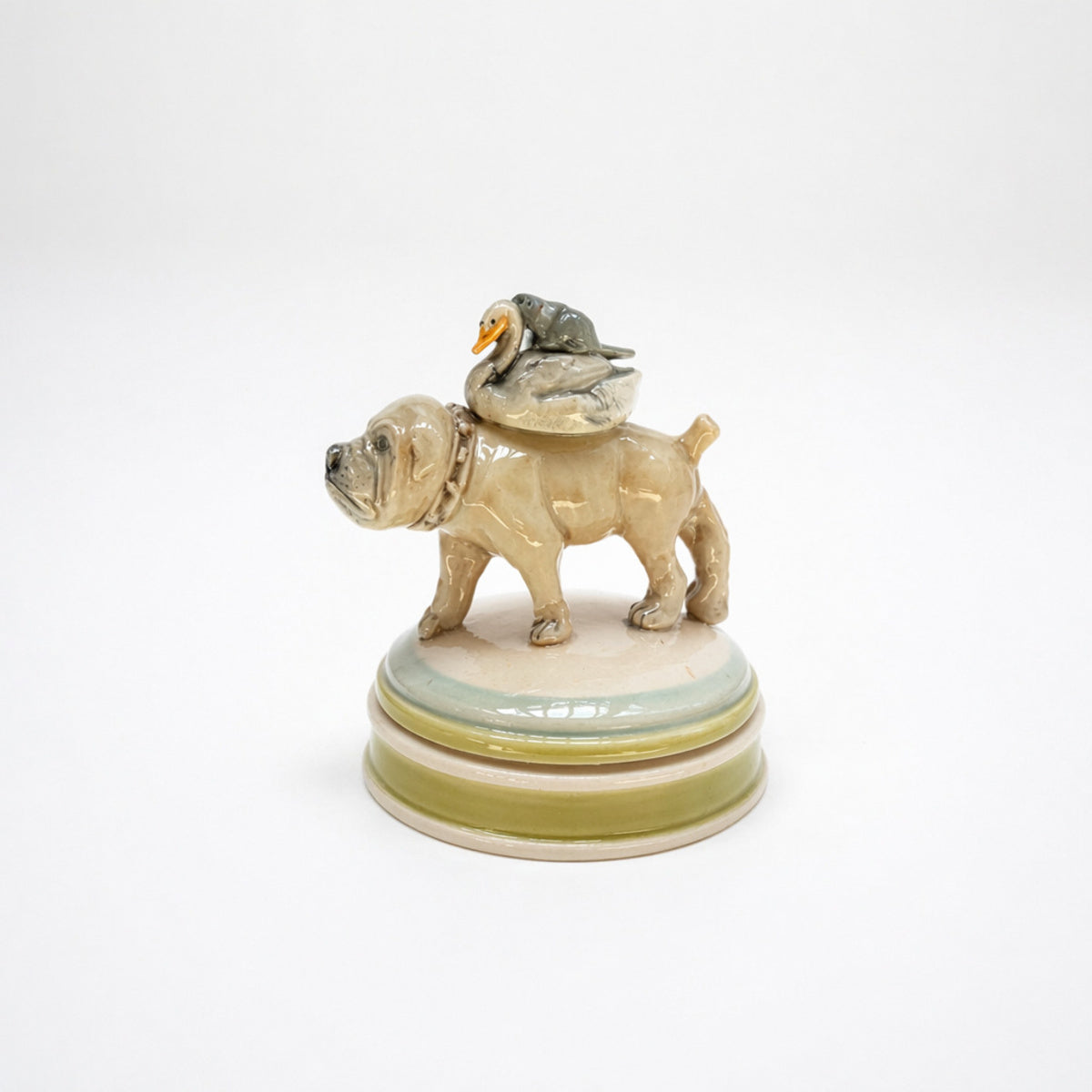 Lidded Container “Bull Dog with Friends”