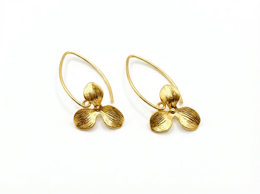 Gold Marquis Orchid Earrings