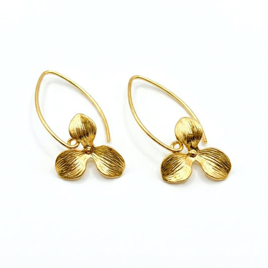 Gold Marquis Orchid Earrings
