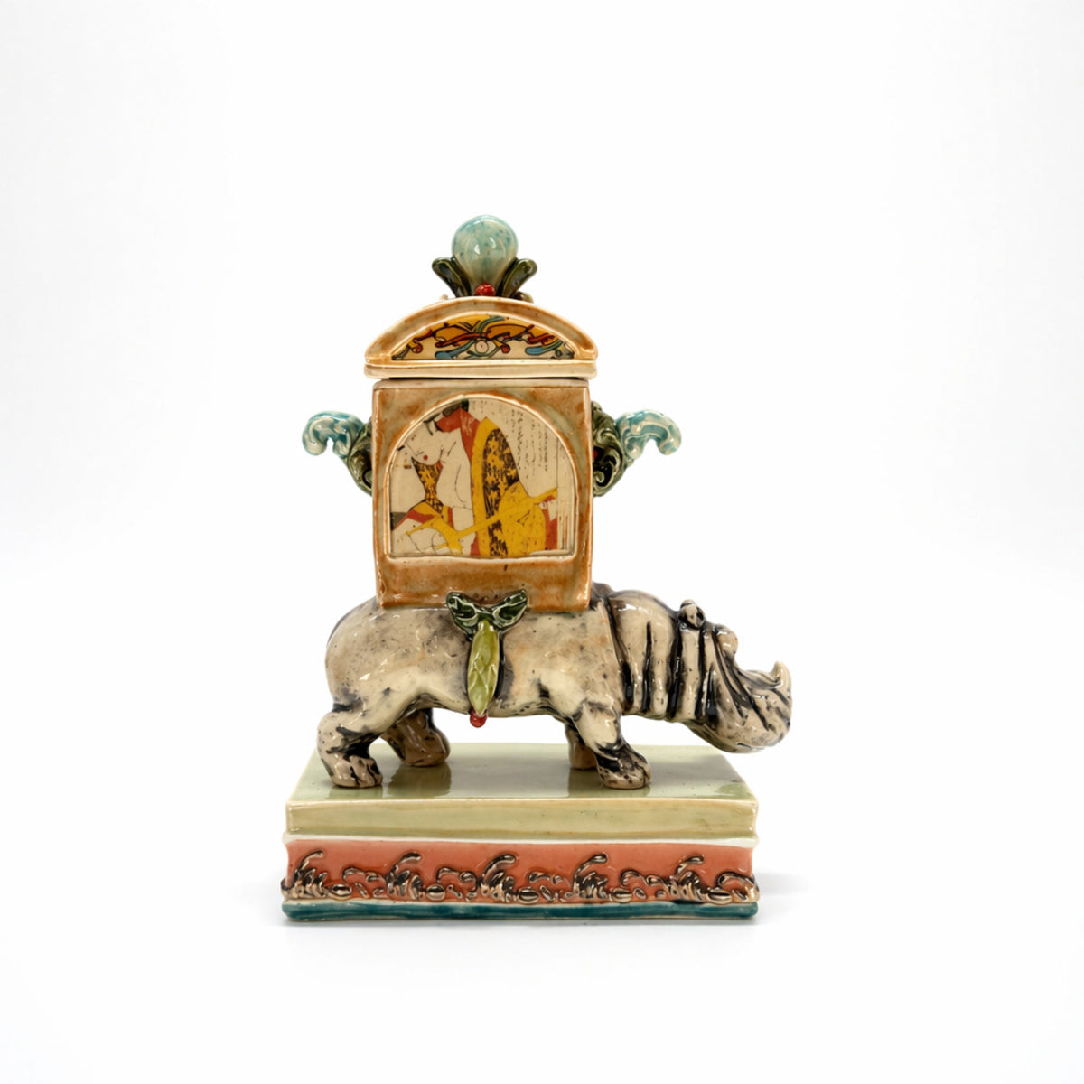 Hippo with Lidded Box & Plinth