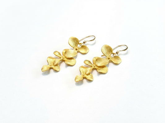 Gold Orchid Cascade Earrings