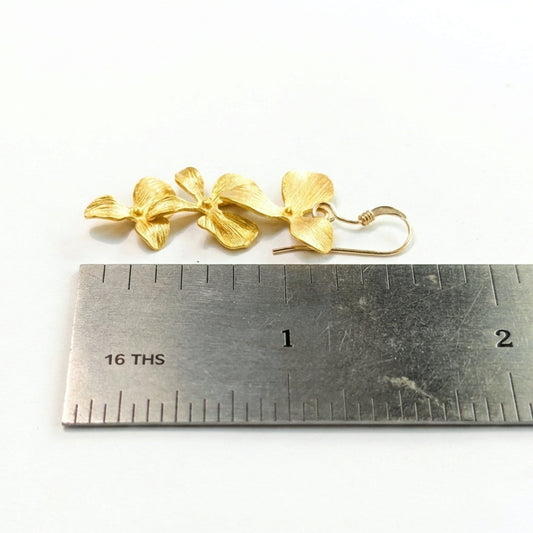 Gold Orchid Cascade Earrings