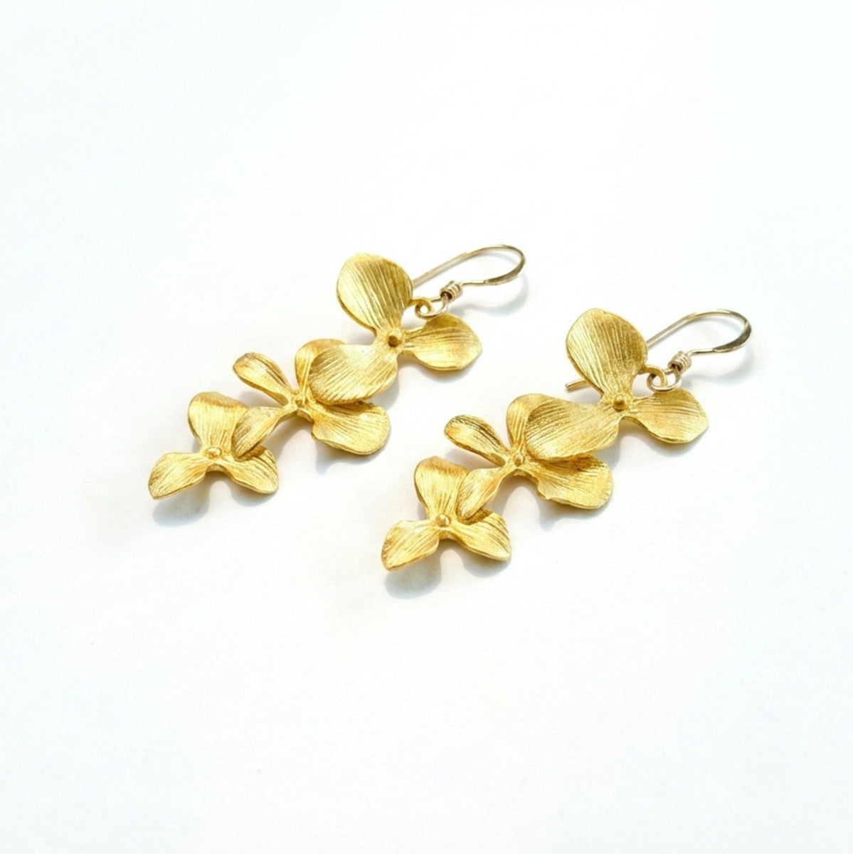 Gold Orchid Cascade Earrings