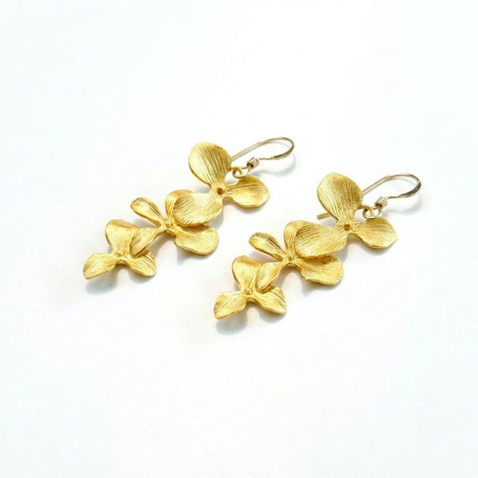 Gold Orchid Cascade Earrings