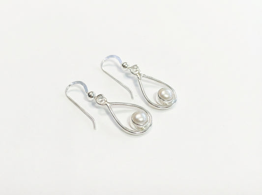 Sterling Silver Teardrop Earrings - Freshwater Pearl
