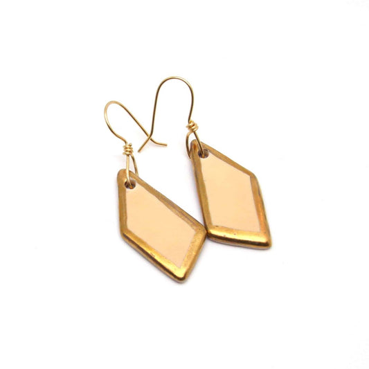Porcelain Dangle Earring with Gold Luster (pink)