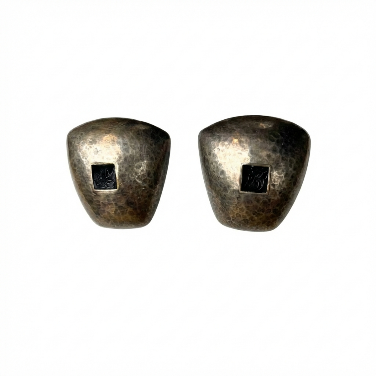 Domed Abstract Sterling Clip on Earrings
