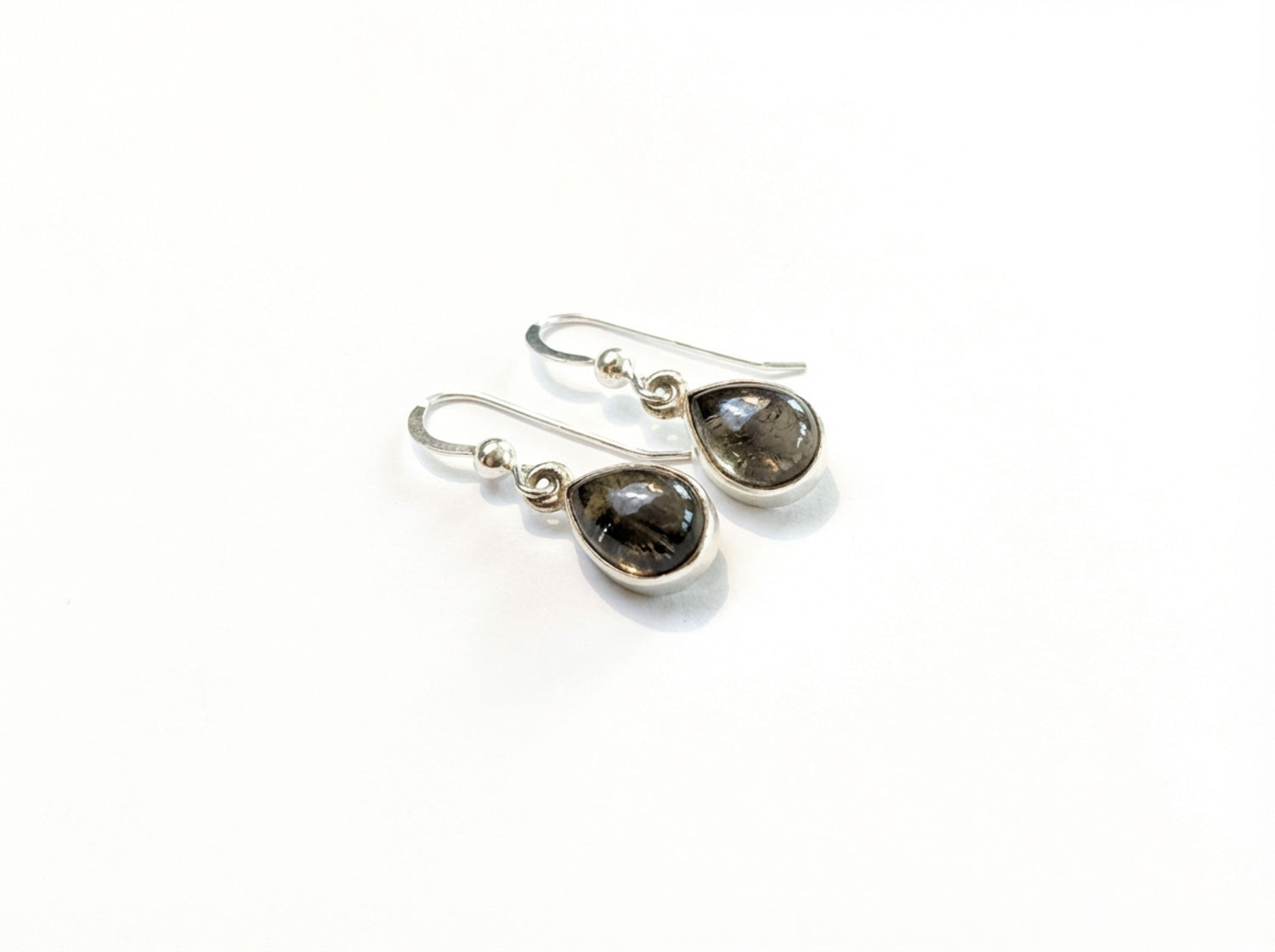 Sterling Silver Bezeled Teardrop Earring - Labradorite