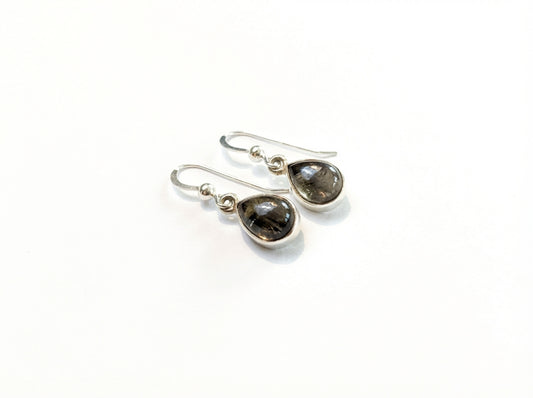 Sterling Silver Bezeled Teardrop Earring - Labradorite