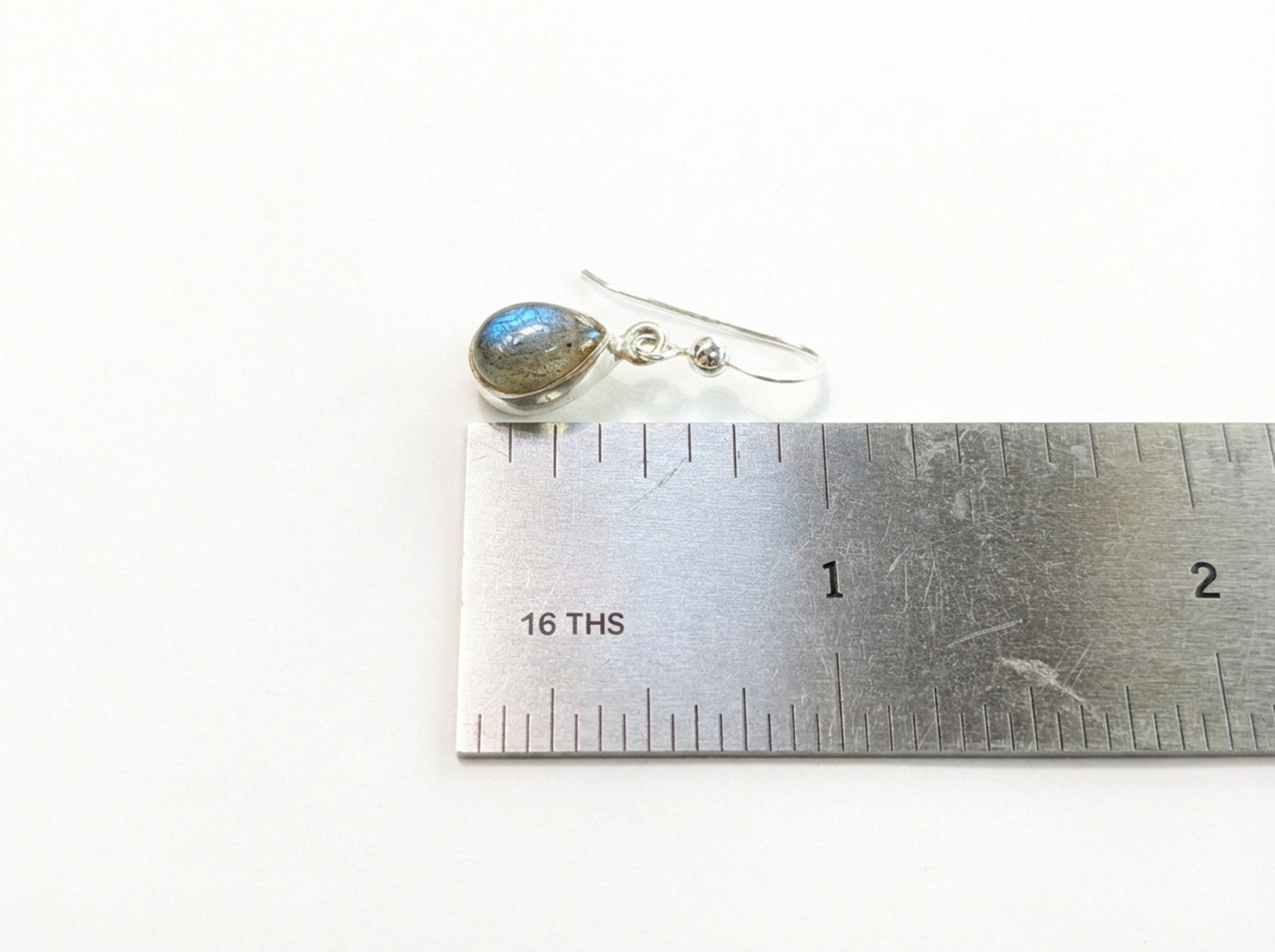 Sterling Silver Bezeled Teardrop Earring - Labradorite