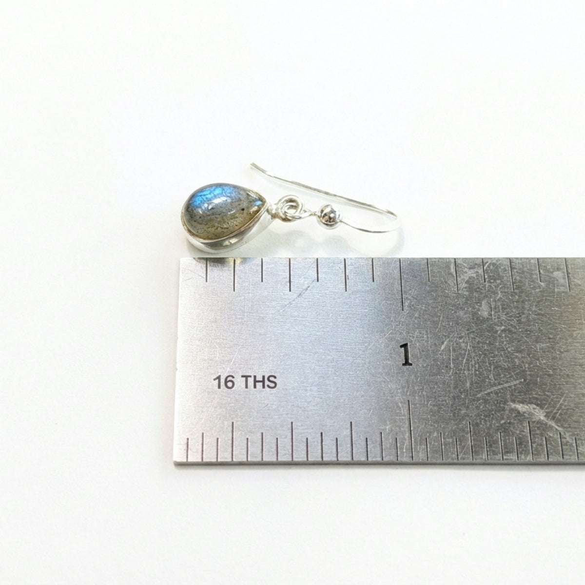 Sterling Silver Bezeled Teardrop Earring - Labradorite