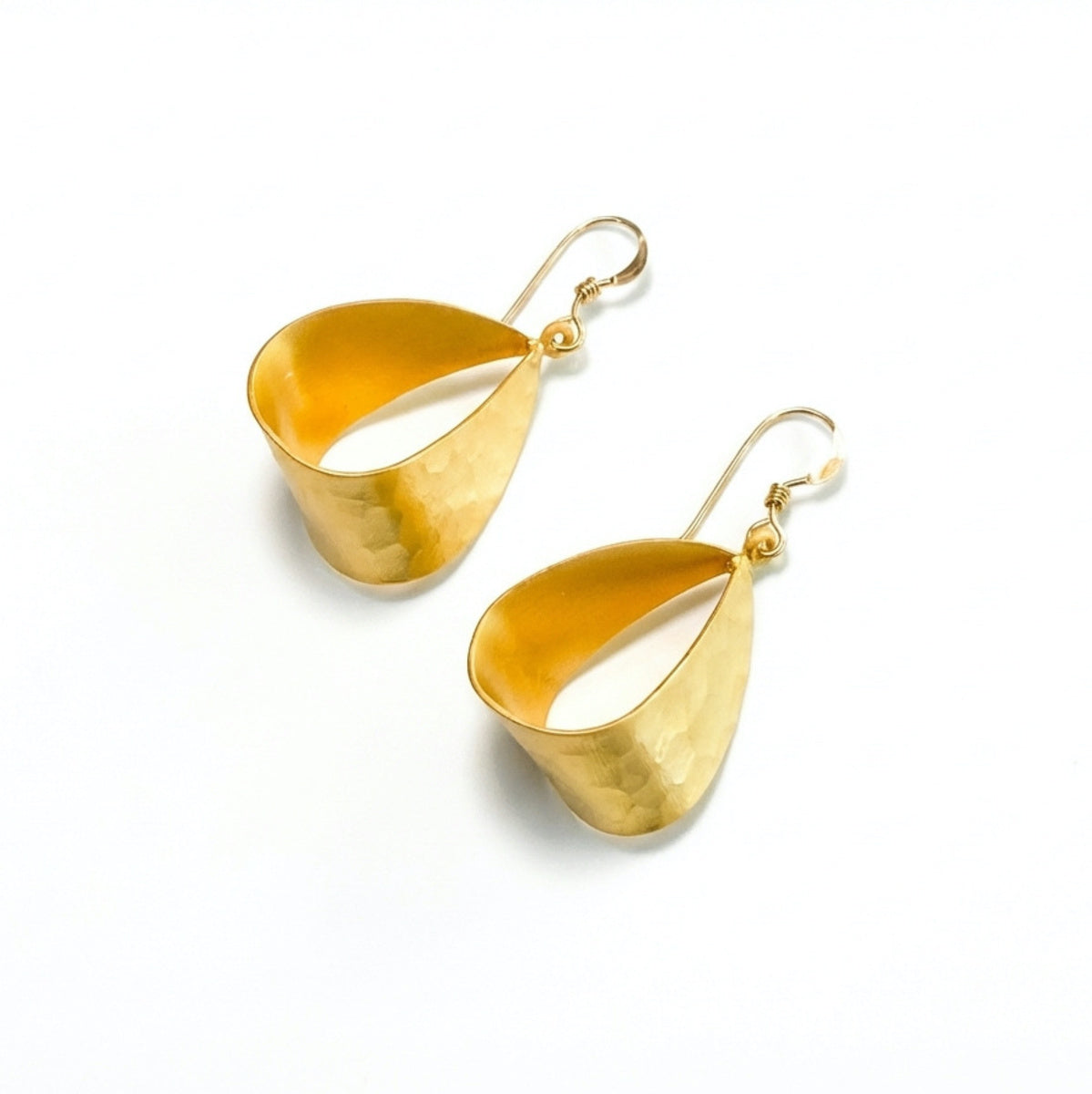 Gold Ribbon Drop Earrings