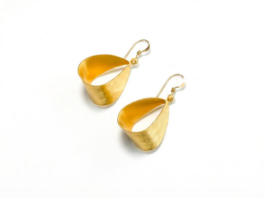 Gold Ribbon Drop Earrings