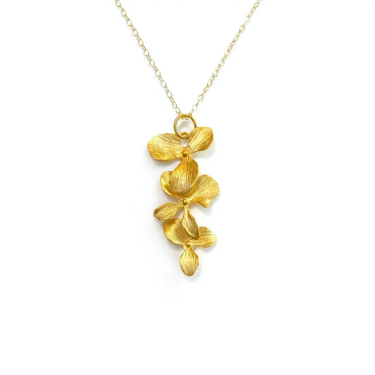 Gold Orchid Cascade Necklace