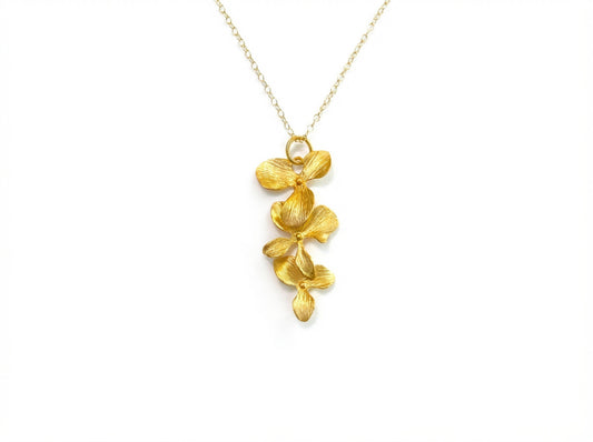 Gold Orchid Cascade Necklace
