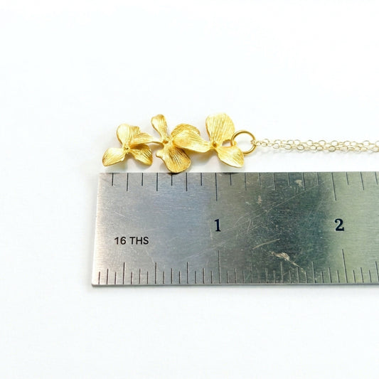 Gold Orchid Cascade Necklace