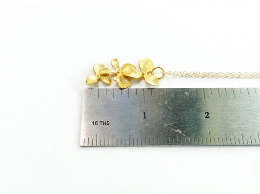 Gold Orchid Cascade Necklace