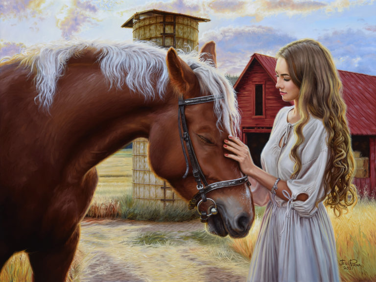 Woman and Horse Oil Painting Artist Jess Perna