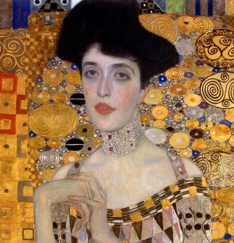 Portraiture art: Adele Bloch-Bauer (detail of face) by Gustav Klimt